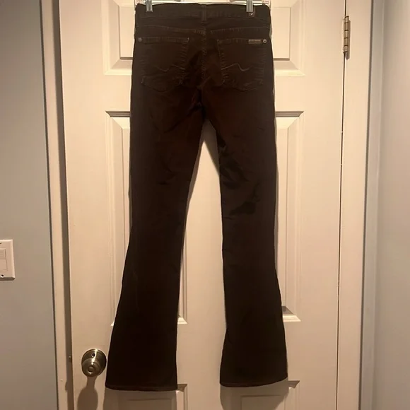 Seven For All Man Kind, Brown Corduroy Low Rise, Boot Cut Pants - Picture 2 of 2